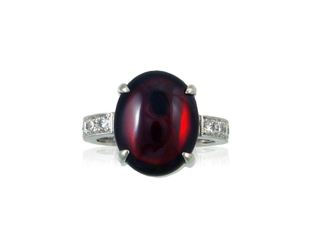 Red Garnet and Diamond Ring