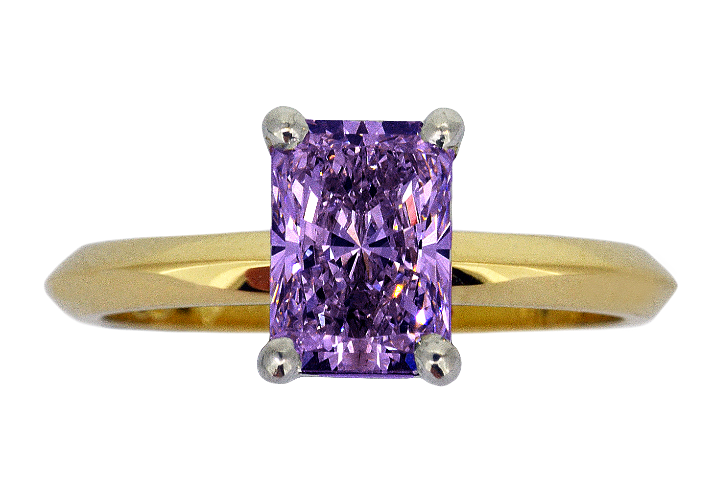 Emerald Cut Amethyst Gemstone in a gold band